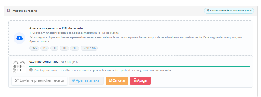 Indicador de progresso no bloco durante o envio da imagem